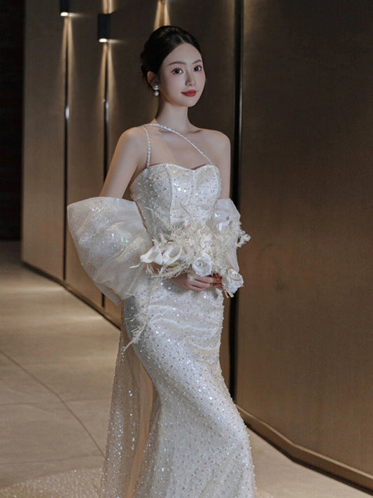 Sexy Mermaid Long Wedding Dress Evening Party Dresses    fg7703