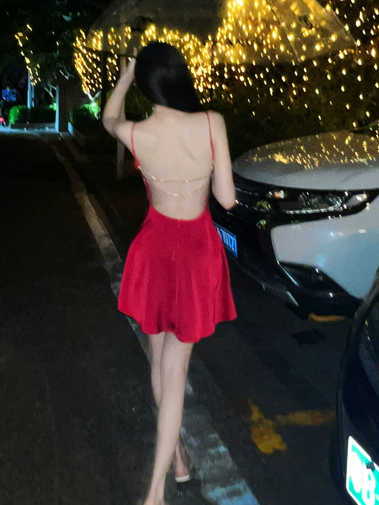Robe de soirée courte rouge sexy, robe de cocktail, robe de fête d'anniversaire courte fg7889