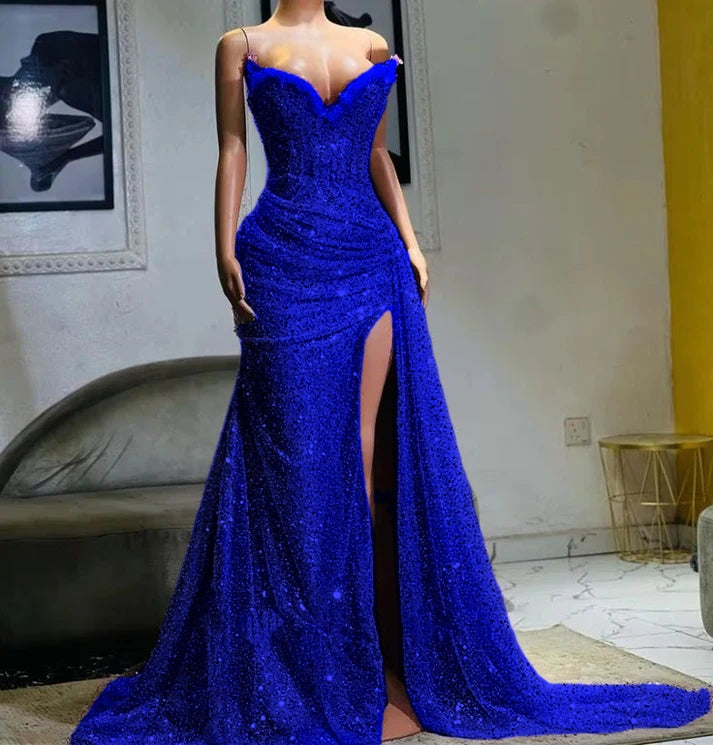 Light Purple High Split Evening Dresses, Sweetheart Mermaid Prom Dresses, Elegant Dresses for Wedding      fg6769