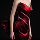 Burgundy Strapless Satin Mermaid Evening Dress With Rhinestone And Big Bow fg9144