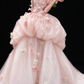 Pink Strapless 3D Floral Glitter Tulle Ball Gown Evening Dress fg9145