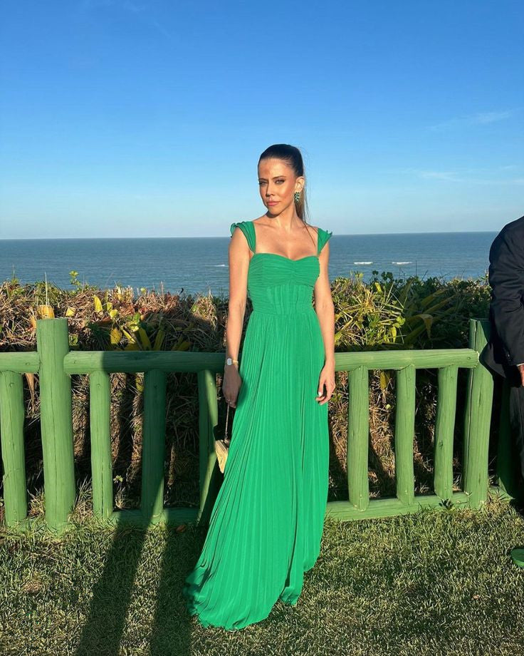Robe de soirée simple pour femme, robe de soirée trapèze verte à la mode fg6854