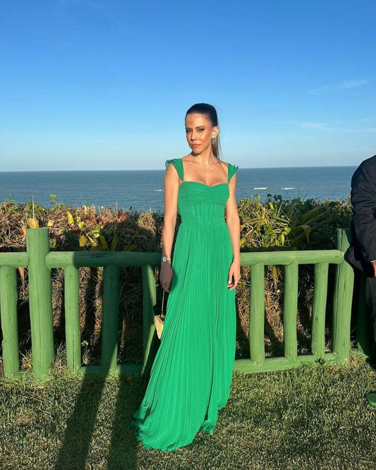 Robe de soirée simple pour femme, robe de soirée trapèze verte à la mode fg6854