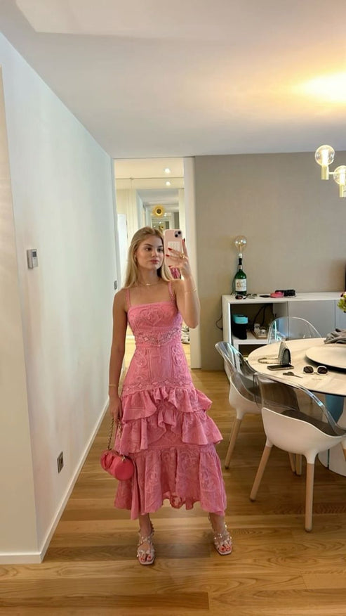 Glamorous Rose Pink A Line Evening Dress for Simple Elegance main image 1