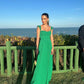 Robe de soirée simple pour femme, robe de soirée trapèze verte à la mode fg6854