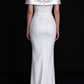White & Pink Satin Cape V-Neck Rhinestone Mermaid Long Evening Dress fg9014