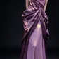 Metallic Purple Strapless Draped Mermaid Evening Gown with Rhinestone Accent fg9027