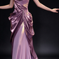 Metallic Purple Strapless Draped Mermaid Evening Gown with Rhinestone Accent fg9027
