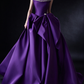 Purple Strapless Satin Ball Gown with Rhinestone Trim & Big Bow fg9035