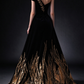 Black Velvet One-Shoulder A-Line Gown with Gold Sequin Reed Embroidery fg9019