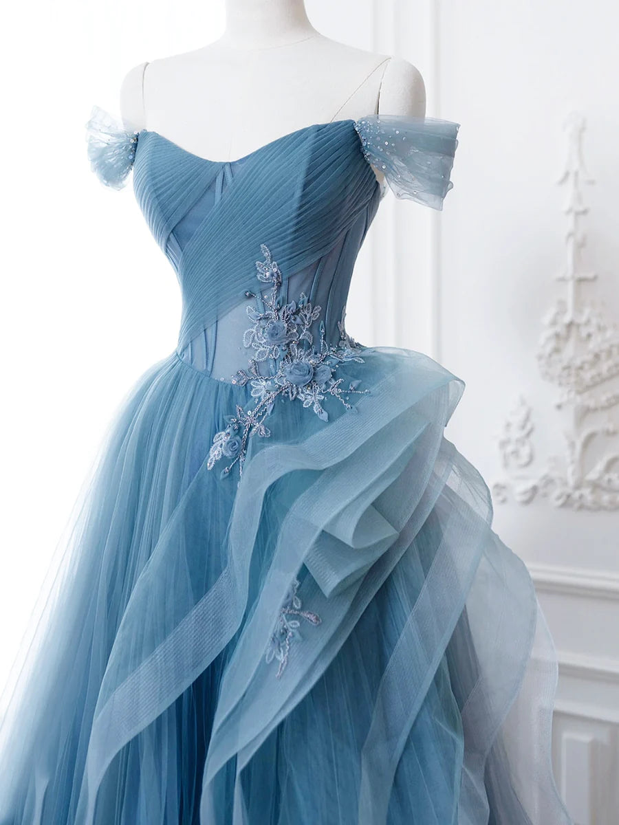 tulle blue bridesmaid dresses Light Blue Short Tulle Bridesmaids Dress for Fairy tale Wedding Size 14 / Blue