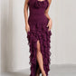 Spaghetti Straps Chiffon Prom Dress, Burgundy Evening Party Dress      fg5153