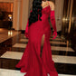 Robe de soirée noire longue avec gants fg6982