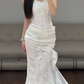 Sleeveless White Lace Wedding Dress Mermaid Classy Wedding Gowns  fg8679