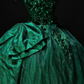 Strapless Green Tulle Ball Gown with Bow & Gold Embroidery, Formal Evening Dress fg8936