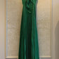 Green Long Pleated Prom Evening Dress     fg4881