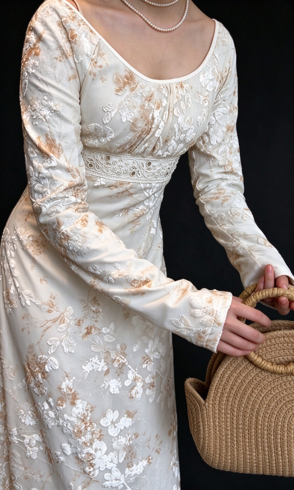 Floral Burnout Long Sleeve Boho Maxi Dress fg9066