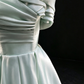 Mint Green Satin Off-Shoulder Bow Back Ball Gown fg9043