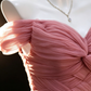 Pink Tulle Off-Shoulder Crisscross Mermaid Evening Gown fg9044
