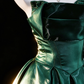Emerald Green Metallic Satin Strapless Lace-Up Ball Gown fg9045