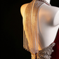 Red Velvet Halter Neck Open Back Beaded Mermaid Evening Dress fg9046