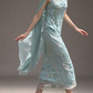 Mint Spaghetti Strap Beaded Cape Sleeve Mermaid Evening Gown fg9089