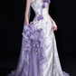 Lavender Strapless 3D Floral Ruffle Tulle Evening Dress fg9160