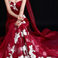 Red Strapless Mermaid White Floral Embroidery Satin Evening Dress fg9161