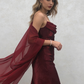 Spaghetti Straps Simple Burgundy Long Prom Dress      fg1794