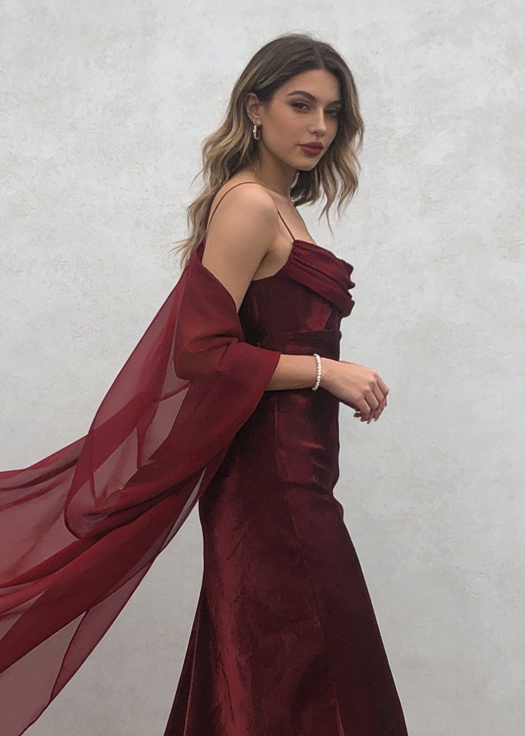 Spaghetti Straps Simple Burgundy Long Prom Dress      fg1794