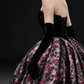 Black Strapless Sweetheart Floral Ball Gown fg9117