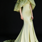 Green Off Shoulder Floral Satin Mermaid Evening Gown fg9081