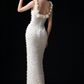 White Square Neck 3D Floral Pearl Mermaid Wedding Dress fg9171