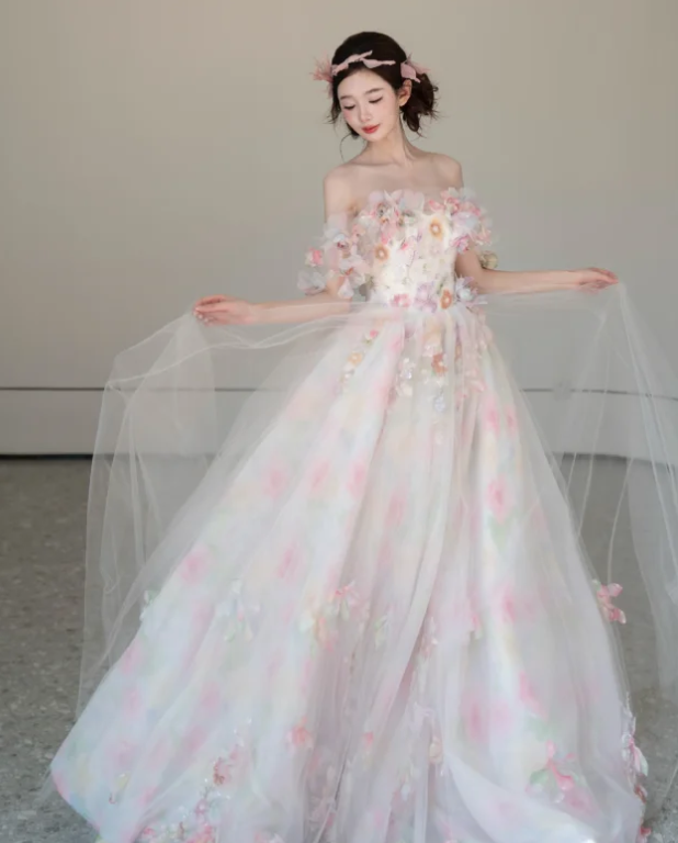 Off The Shoulder Tulle Prom Party Dress Birthday Dress Evening Dress fg8655