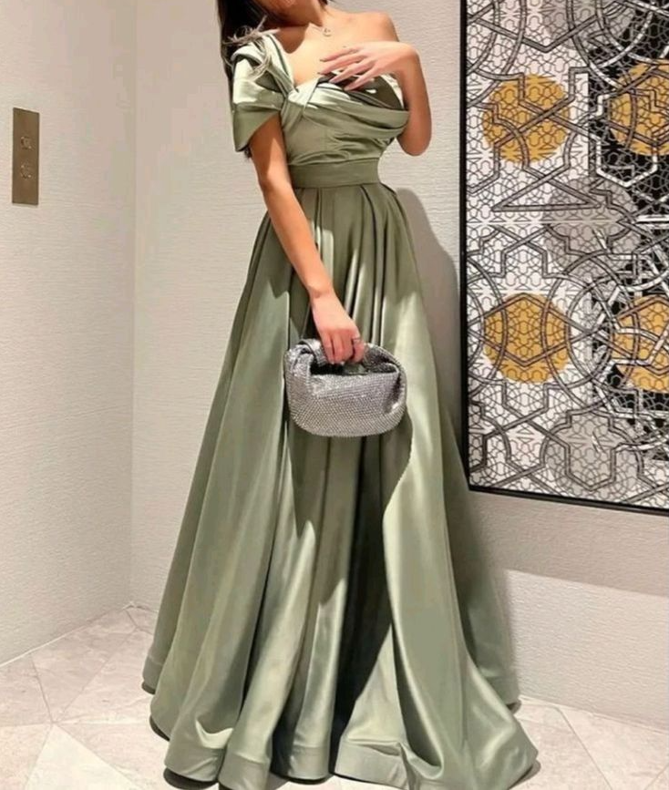 A Line Off Shoulder Sage Green Prom Dress Evening Formal Party Gowns f formalgowns A Line Off Shoulder Sage Green Prom Dress Evening Formal Party Gowns f formalgowns