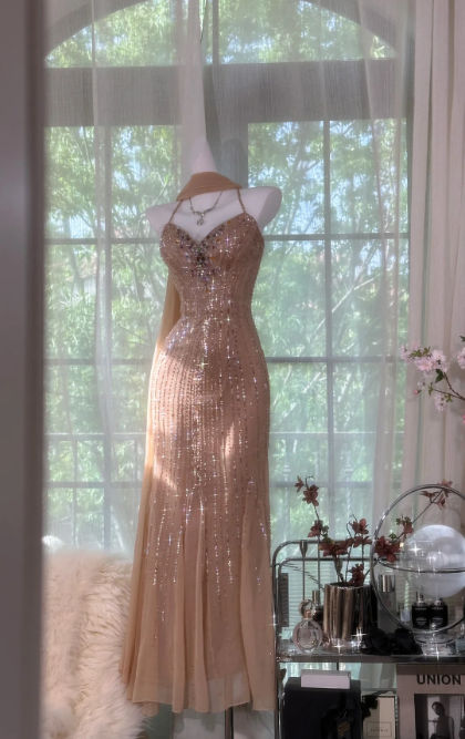 Buntes Meerjungfrau-Partykleid mit Pailletten und langen Abschlusskleidern fg8362