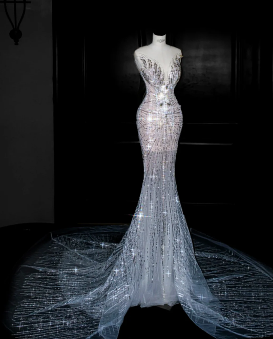 Sexy Mermaid Sequin Prom Party Dress Luxurious Evening Dress fg8669