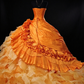 Strapless 3D Rose Ruffled Orange Satin Ball Gown, Formal Evening Dress fg8915