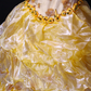 Spaghetti Strap Ruffled Yellow Organza Ball Gown, Formal Evening Dress fg8925