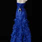 Blue Strapless Mermaid Organza Prom Dress with Pleats and Ruffles fg8927