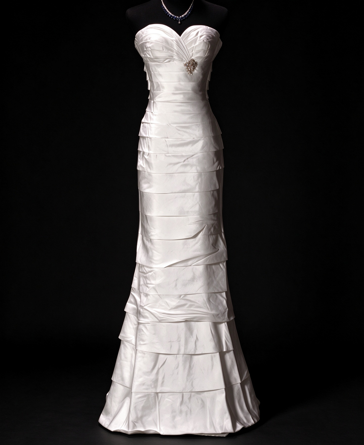 Strapless Pleated White Organza A-Line Prom Dress, Formal Evening Gown fg8928