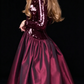 Burgundy Sequin Long Sleeve High Neck Satin A Line Evening Dress fg8973
