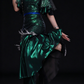 Emerald Green Sequin Mermaid Evening Gown With Ruffle Sleeve & Beaded Tassel fg8979