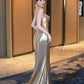 Gold Sequin Mermaid Long Prom Dress Sexy Evening Dresses   fg7667