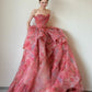 A Line Strapless Floral Print Long Prom Dress Sexy Evening Dresses   fg7660