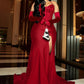 Robe de soirée noire longue avec gants fg6982