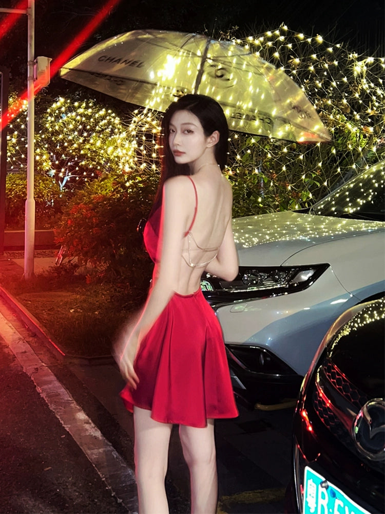 Robe de soirée courte rouge sexy, robe de cocktail, robe de fête d'anniversaire courte fg7889