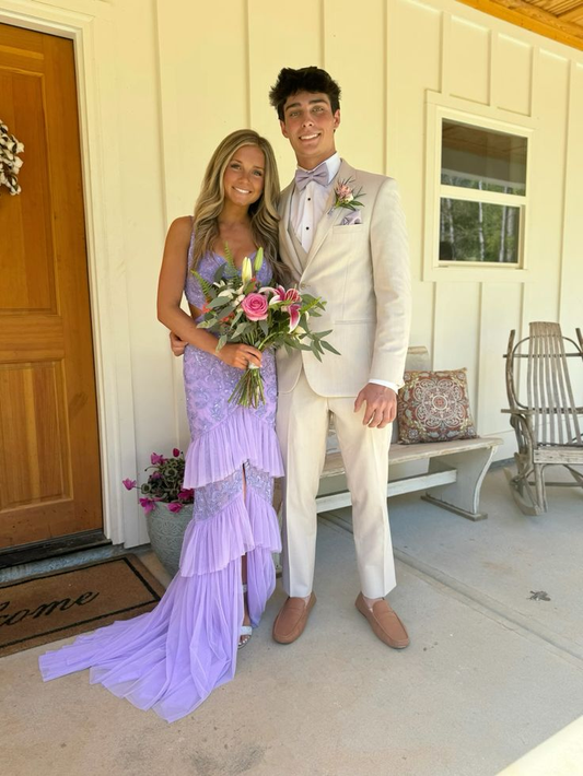 Lilac Mermaid Prom Dress Sexy Lace Evening Dress Graduation Dress Birthday Dress fg8466