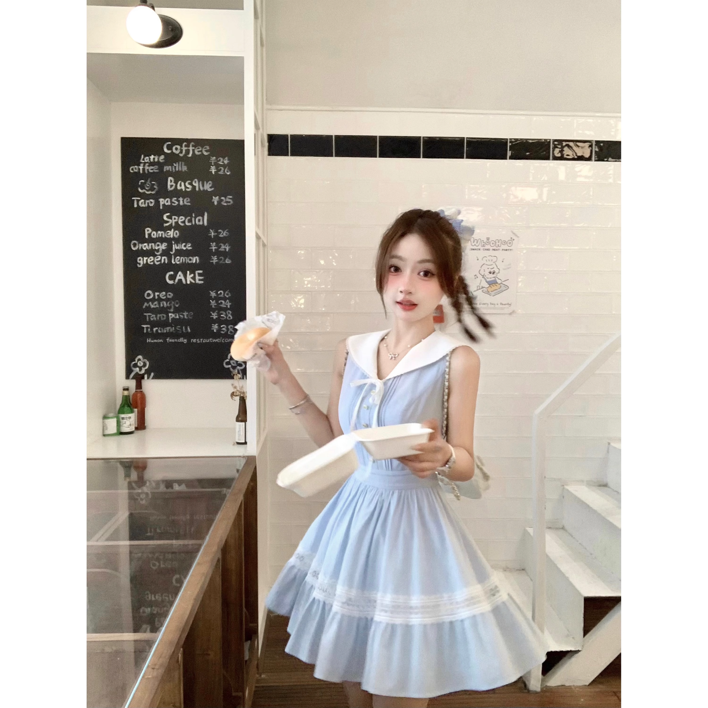 Naval Academy Style Girlish Blue Fitted Shirt Dress  A101