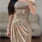 Robe de soirée longue sirène colorée à paillettes, tenue de remise de diplôme fg8362